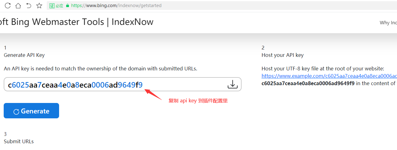必应 IndexNow api key 的获取方法
